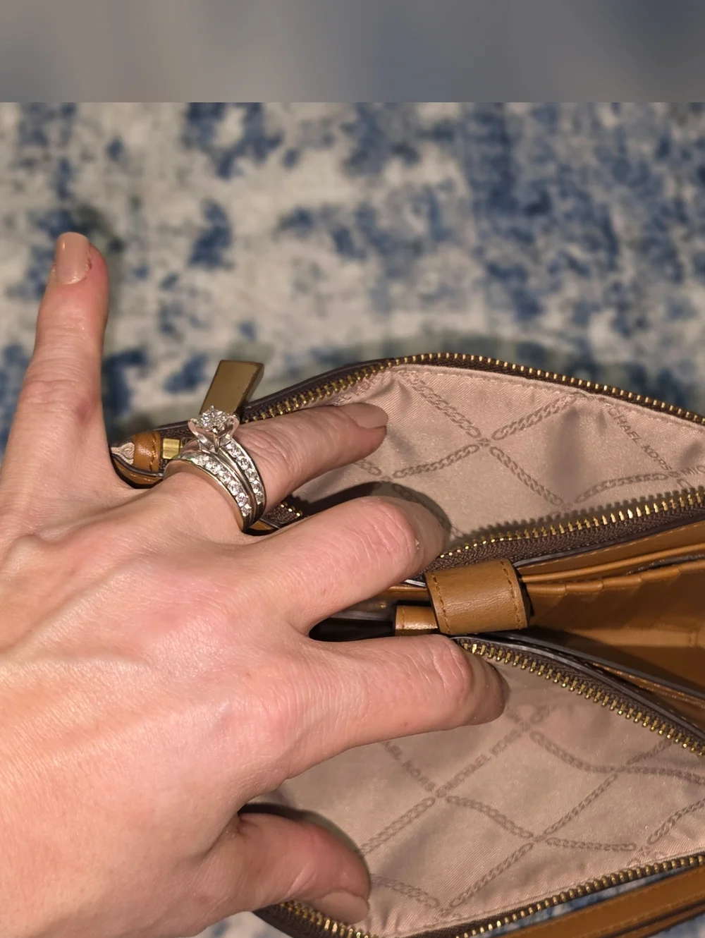 Michael Kors Brown and Tan Logo Wristlet Clutch - Picture 5 of 5